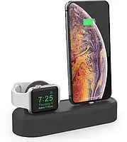 Силиконовая подставка AhaStyle 2 в 1 для Apple Watch и iPhone Black