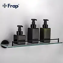 Полиця скляна Frap F30207, нержавіюча сталь, 500 мм, чорний, фото 4