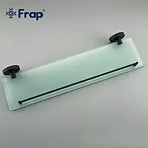 Полиця скляна Frap F30207, нержавіюча сталь, 500 мм, чорний, фото 5