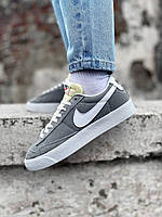 Кросівки найк сірі замшеві кеди Nike Blazer low grey кросівки чоловічі демісезон шкіряне взуття 41 розмір