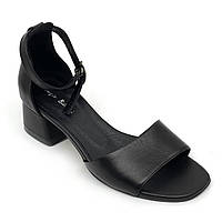 Жіночі шкіряні босоніжки чорного кольору на каблуку  Sergio Billini 809-453 розмір 36