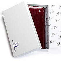 Гаманець жіночий бордовий шкіряний лаковий на магніті дві змійки всередині одна зовні Sergio Torretti W501-2, фото 5