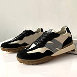 Кросівки шкіряні чорно-беж-сірі /23427/ 40р, фото 2
