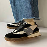 Кросівки шкіряні чорно-беж-сірі /23427/ 40р, фото 4