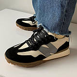 Кросівки шкіряні чорно-беж-сірі /23427/ 40р, фото 3