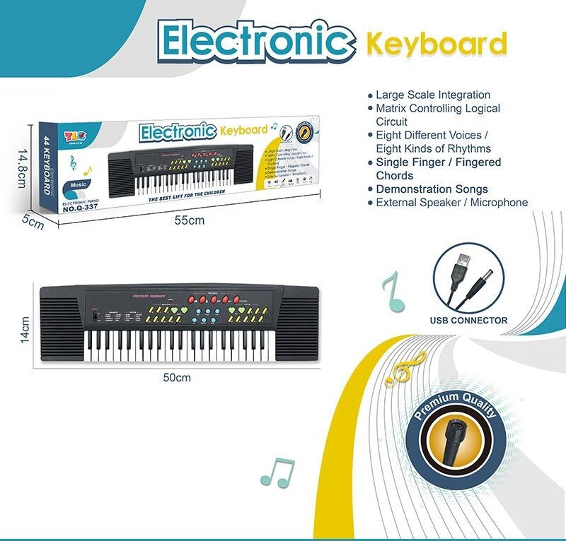 Пианино - синтезатор 44 клавиши, микрофон, звуковые эффекты, в коробке - фото 1 - id-p2111199955