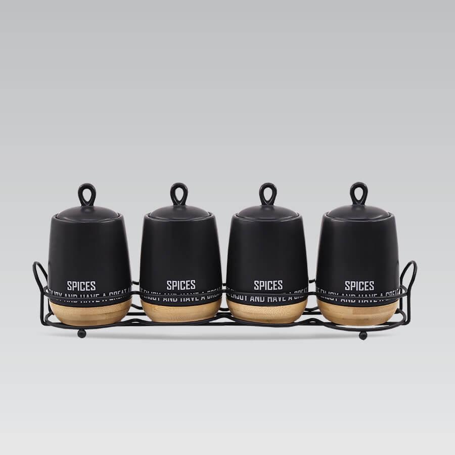 Набір для спецій Maestro MR-20029-04CS Eco Style 4 керамічні баночки з підставкою, фото 1