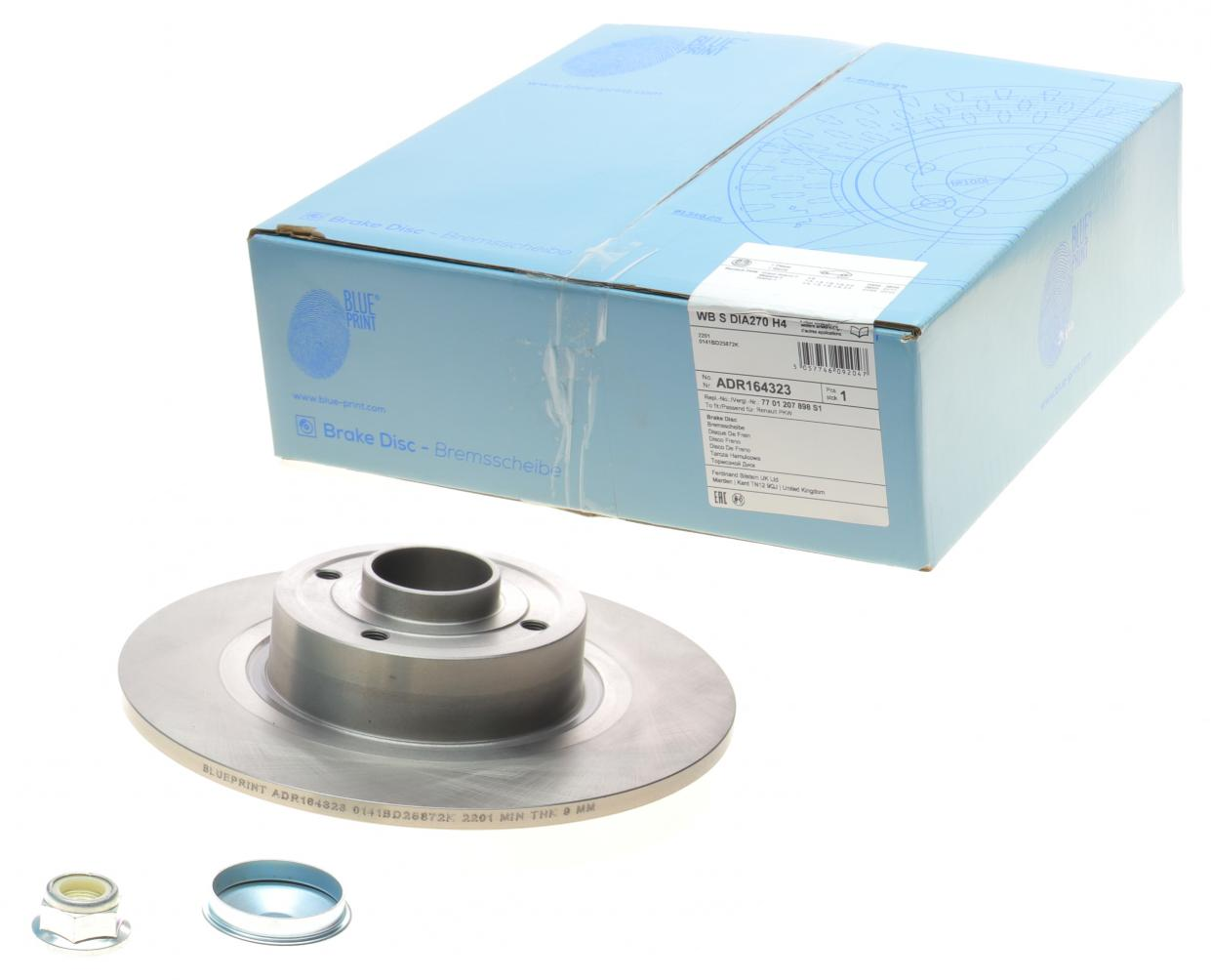 Задній гальмівний диск Рено Меган 2, Сценик 2 / Megane 2, Scenic 2 (432004943R) Blue Print ADR164323, фото 1
