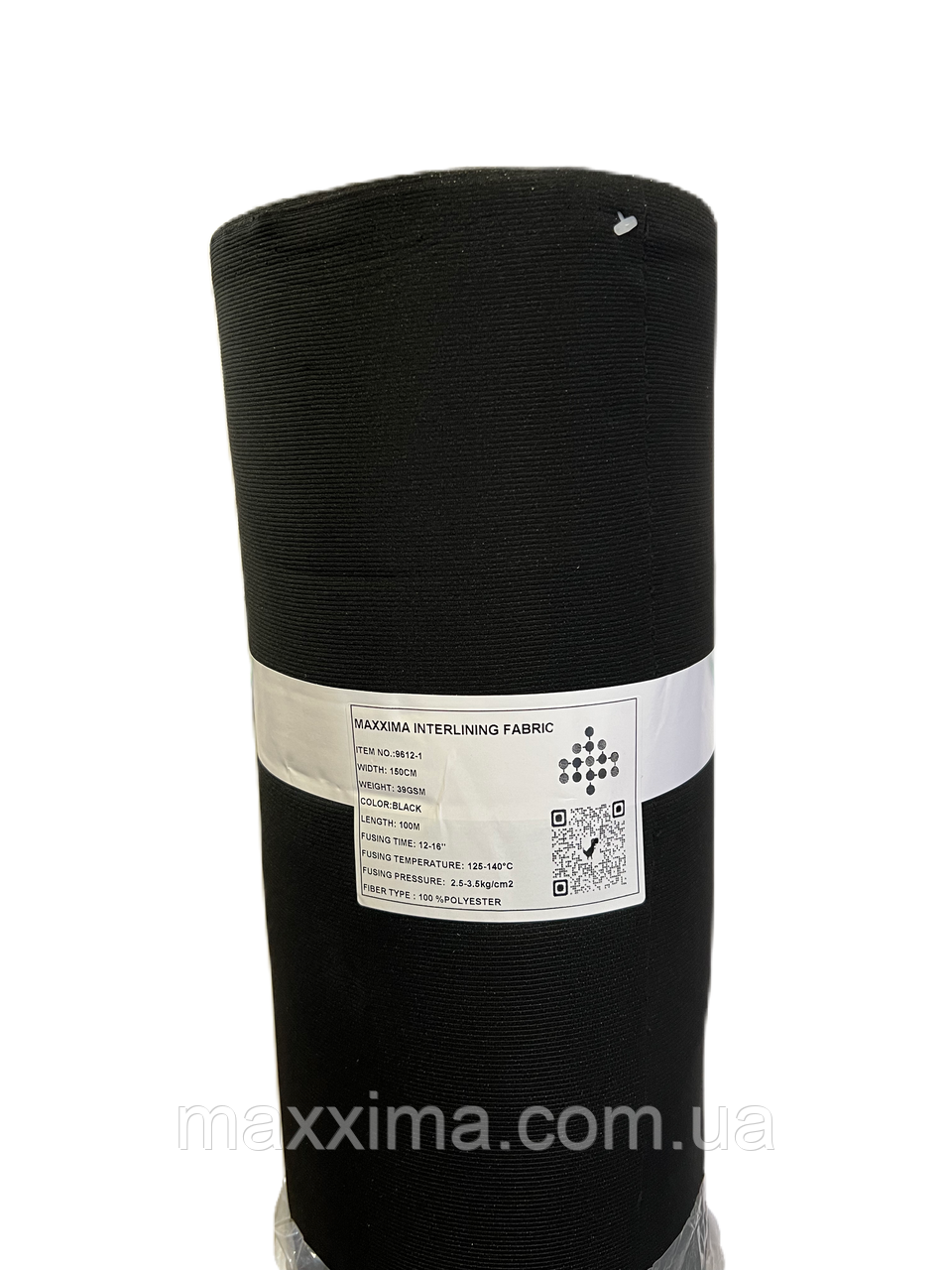 Дублерин клейовий-стрейчевий 9612-1, ширина 150см, колір чорний, 100% поліестер