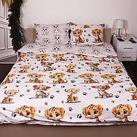 Комплект постельного белья двухспальный Бязь Тигрики и львята Бежевые 175*210 см