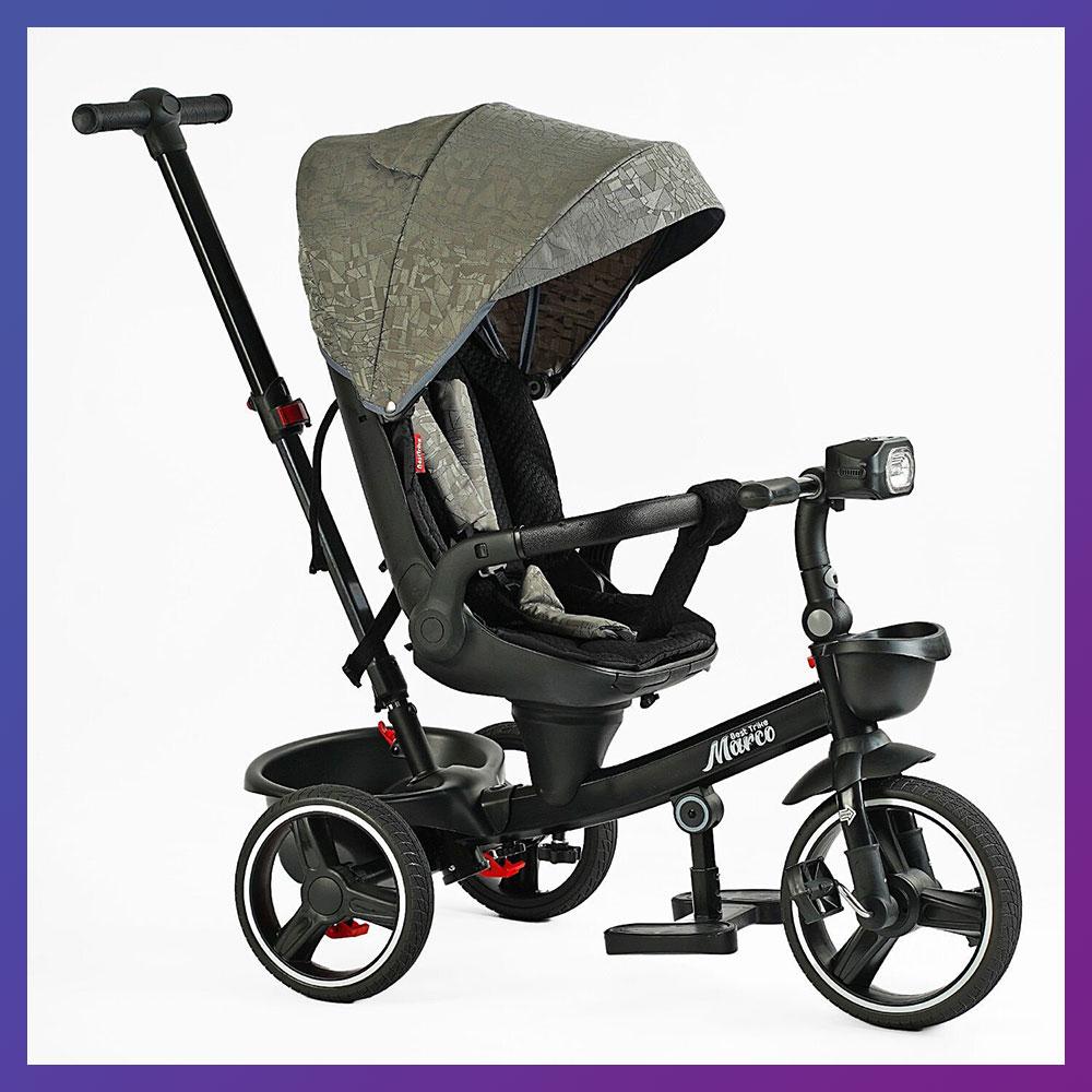 Дитячий триколісний велосипед — коляска Best Trike Marco 9155 / 318-82 з батьківською ручкою Зелений, фото 1