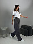 Жіночі штани палацо з костюмної тканини в сірому кольорі (р. S, M) 83121064, фото 3