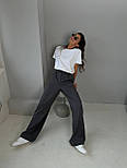Жіночі штани палацо з костюмної тканини в сірому кольорі (р. S, M) 83121064, фото 8