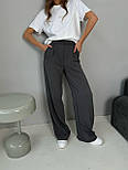 Жіночі штани палацо з костюмної тканини в сірому кольорі (р. S, M) 83121064, фото 6
