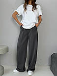 Жіночі штани палацо з костюмної тканини в сірому кольорі (р. S, M) 83121064, фото 9