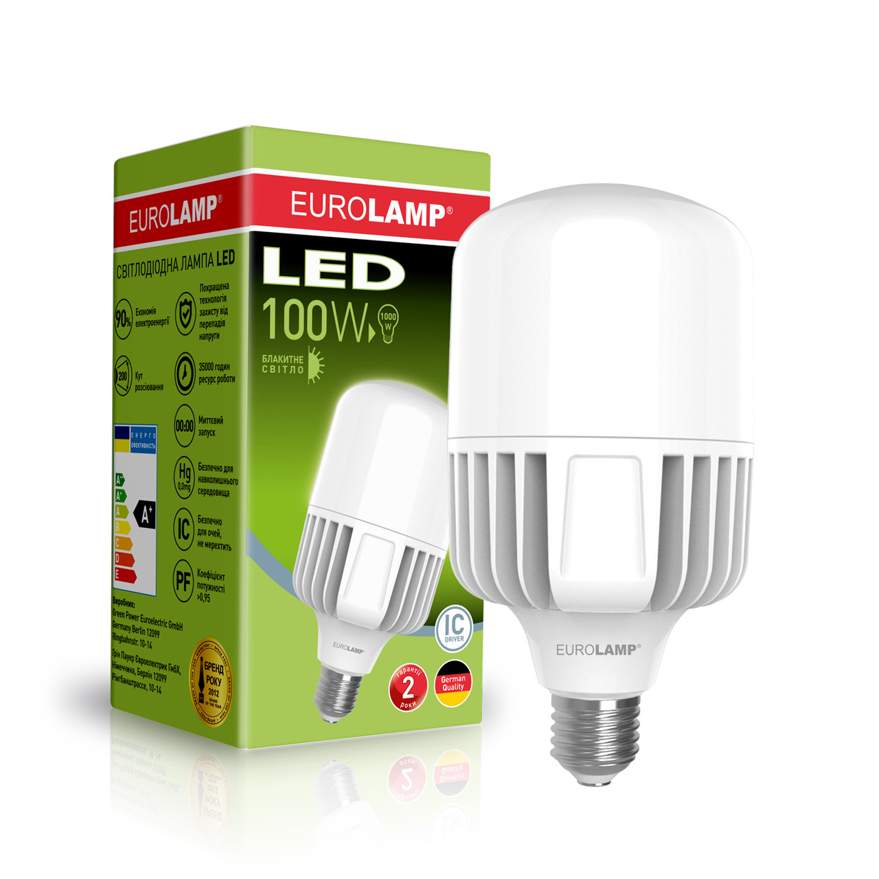 Світлодіодна лампа високопотужна Eurolamp 100W Е40 6500K LED-HP-100406