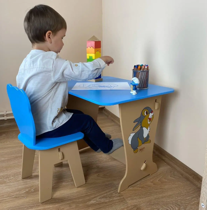 Набор стол и стул Мишка голубого цвета - фото 2 - id-p1461330886