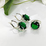 Класичний ювелірний срібний гарнітур зелене каміння, фото 3