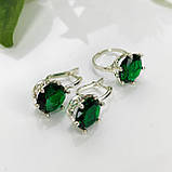 Класичний ювелірний срібний гарнітур зелене каміння, фото 4