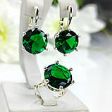 Класичний ювелірний срібний гарнітур зелене каміння, фото 7