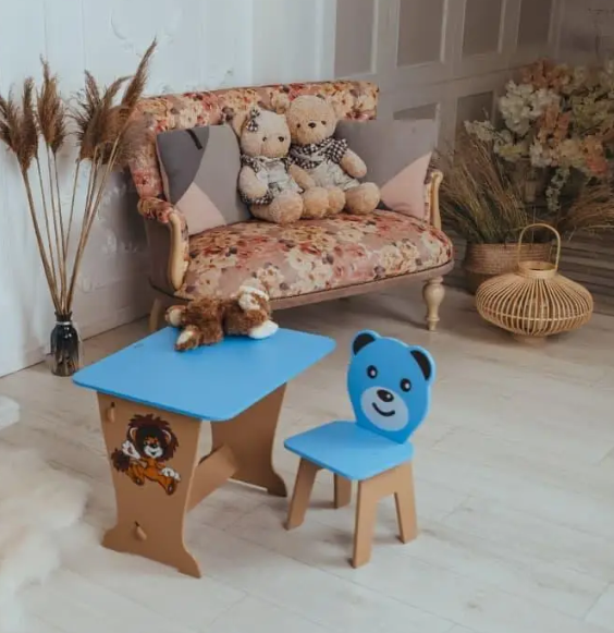 Набор стол и стул Мишка голубого цвета - фото 5 - id-p1461330886