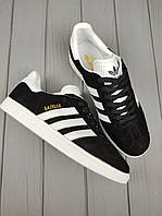 Мужские кроссовки Adidas Gazelle Black White 45
