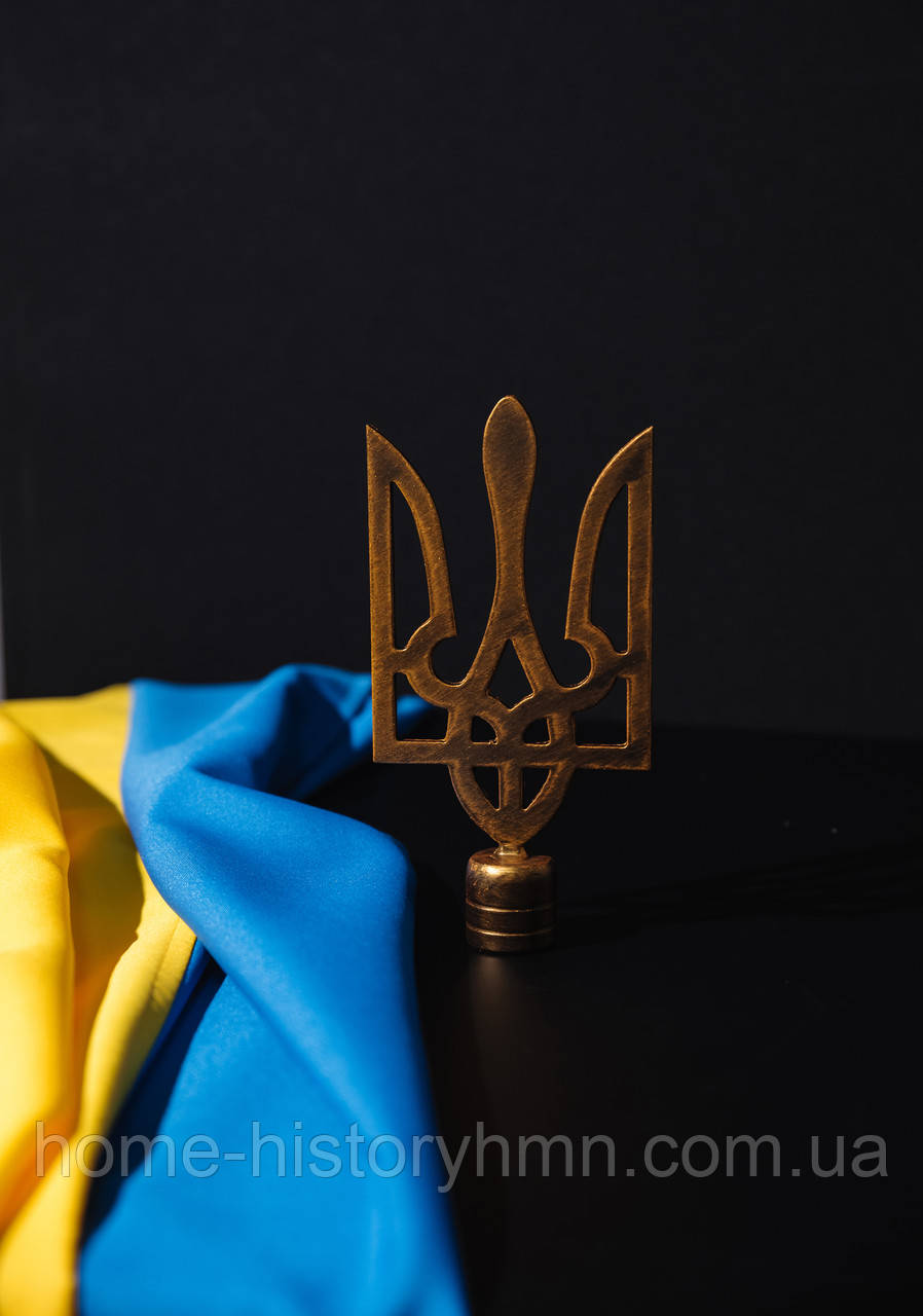 Наконечник для прапора "Тризуб" зі сталі, 120 мм × 75 мм, патина, фото 1