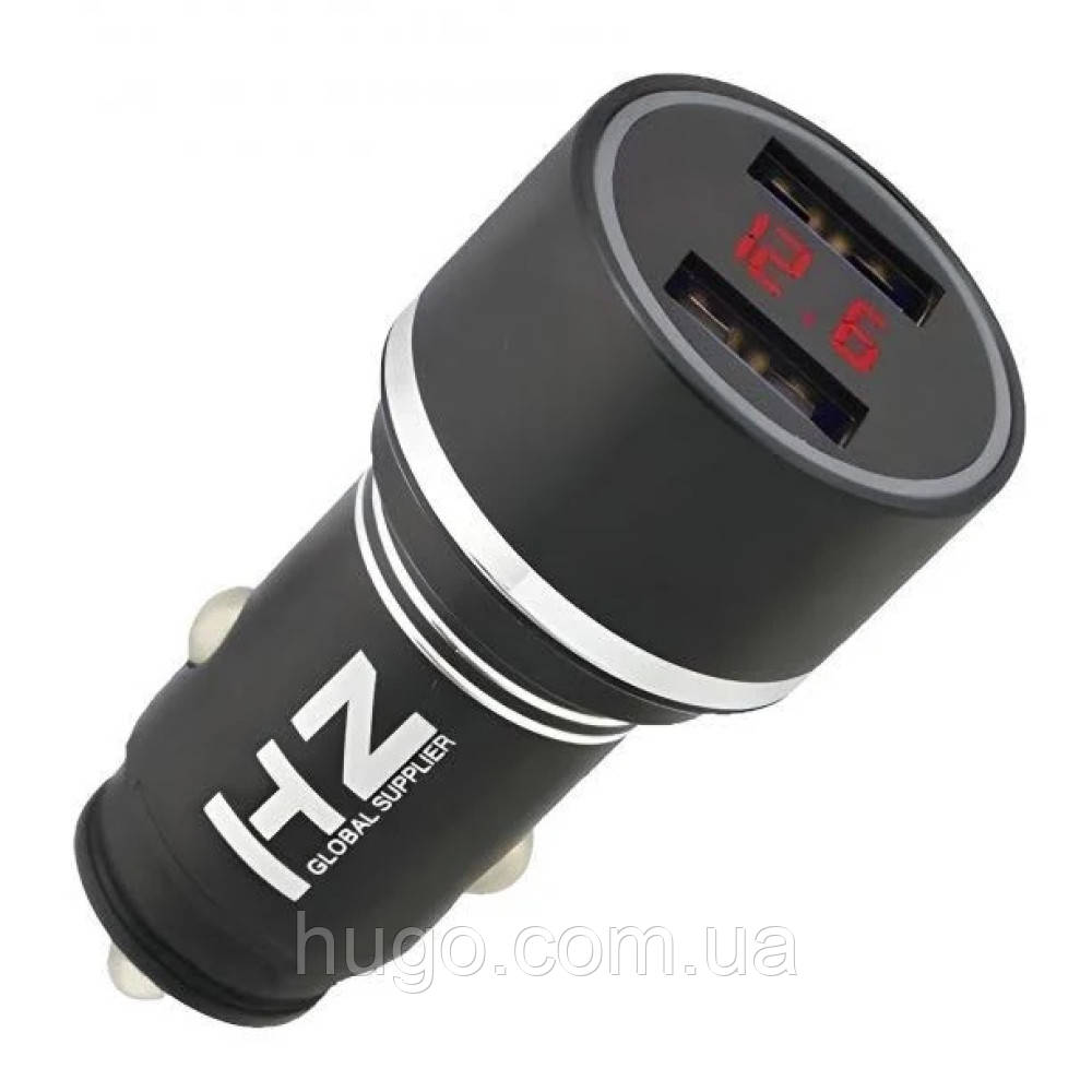 Автомобільний зарядний пристрій HC7 з 2хUSB, Чорний / Зарядний пристрій в прикурювач / Адаптер для заряджання