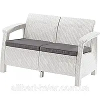 Софа двомісна зі штучного ротангу CORFU LOVE SEAT білий ( Allibert )