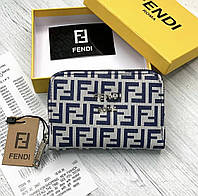 Женский кошелек Fendi на молнии серый, брендовое фирменное женское портмоне