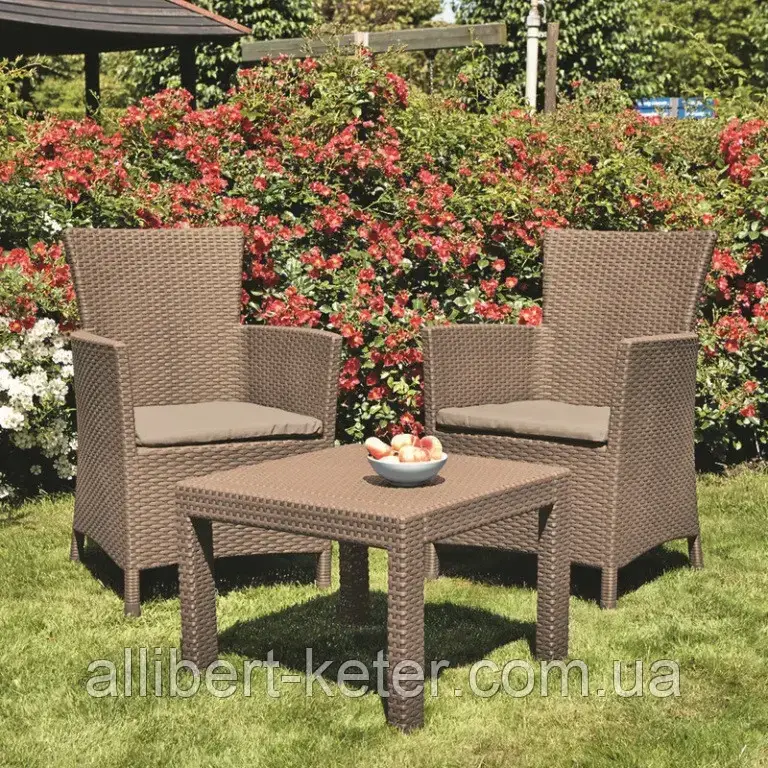 Комплект меблів для саду зі штучного ротангу ROSARIO BALCONY SET капучіно ( Allibert ) - фото 2 - id-p2111200071
