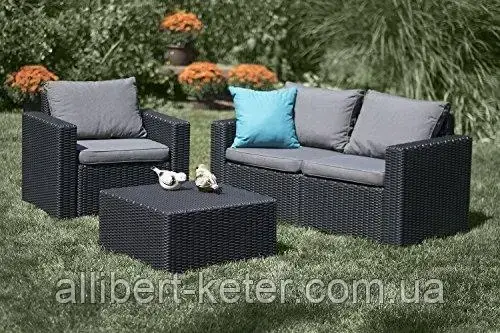 Комплект садових меблів зі штучного ротангу CALIFORNIA 2 SEATER SET графіт ( Allibert ) - фото 4 - id-p2111200073