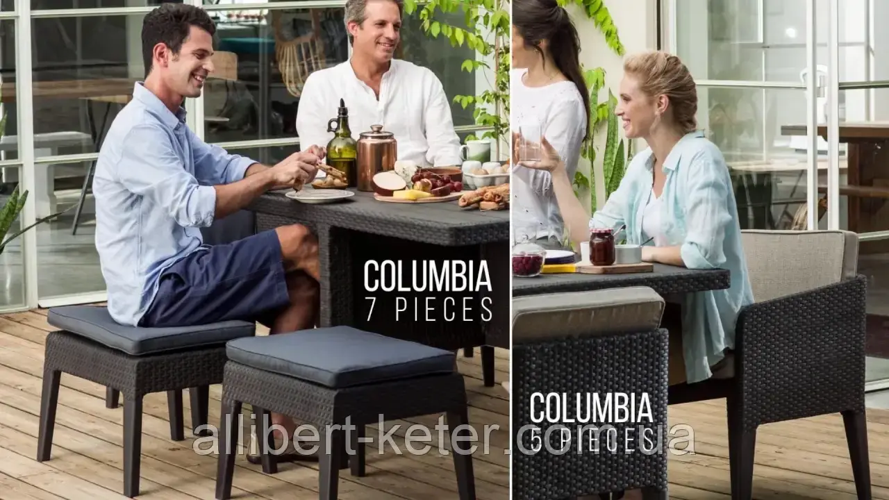 Комплект садових меблів зі штучного ротангу COLUMBIA SET 7 PCS графіт ( Keter ) - фото 9 - id-p2111200074