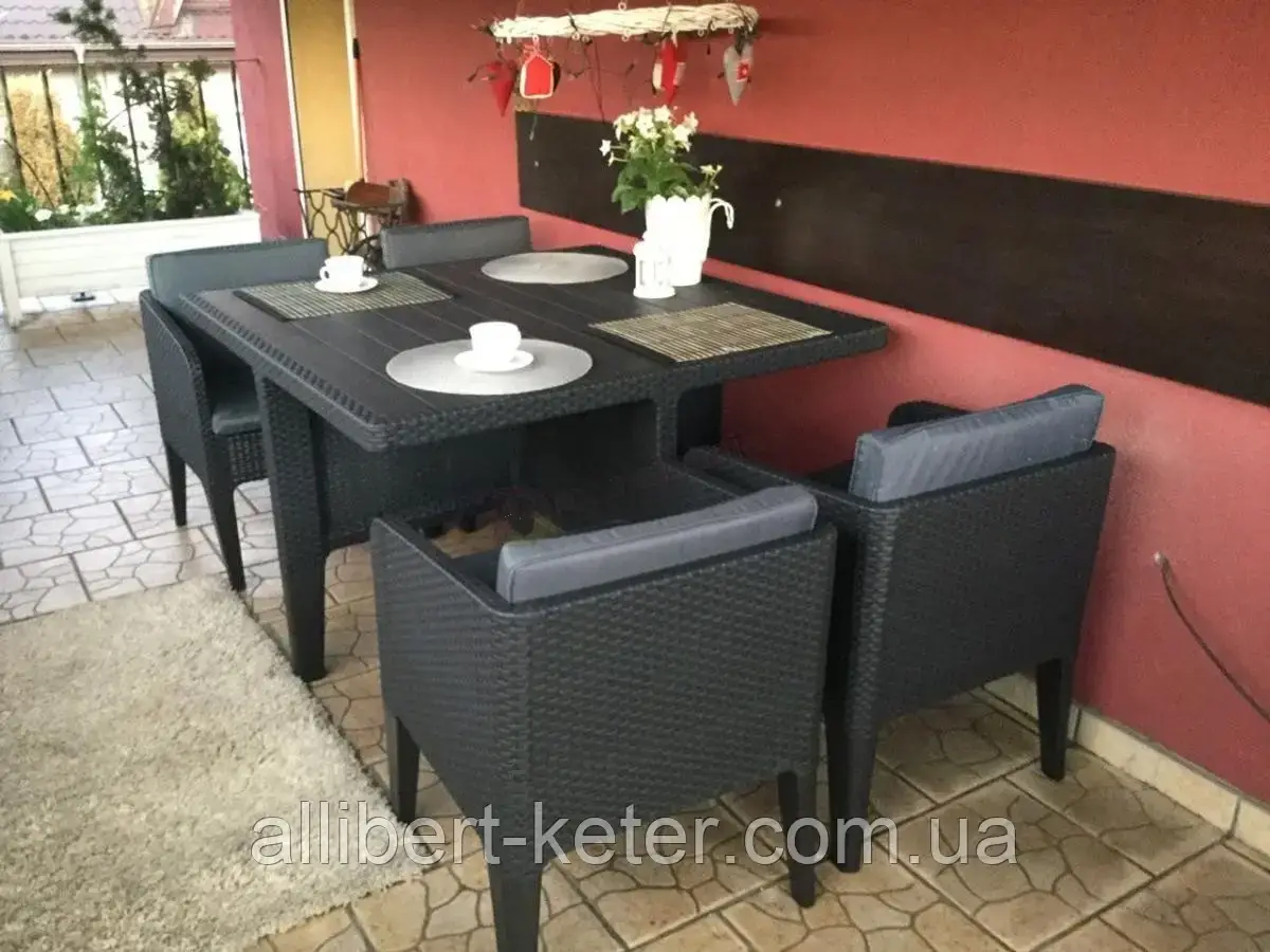 Комплект садових меблів зі штучного ротангу COLUMBIA SET 5 PCS графіт ( Keter ) - фото 9 - id-p2111200075