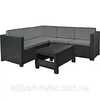 Кутовий диван зі штучного ротангу PROVENCE SET WITH COFFEE TABLE графіт ( Keter )