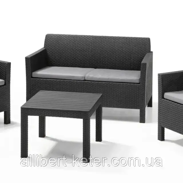 Комплект меблів зі штучного ротангу CHICAGO SET WITH SMALL TABLE графіт - фото 4 - id-p2111200078