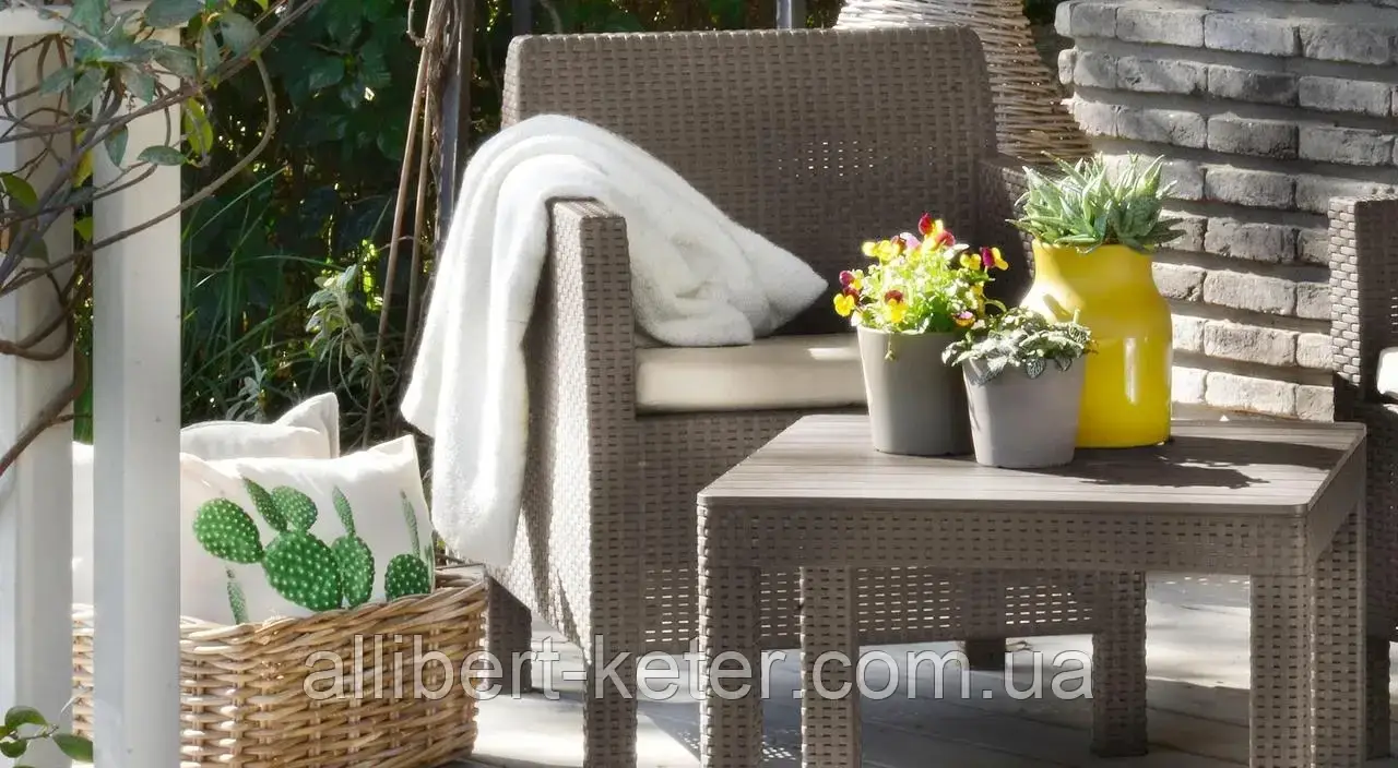 Комплект садових меблів зі штучного ротангу ORLANDO BALCONY SET капучіно ( Allibert ) - фото 6 - id-p2111200081