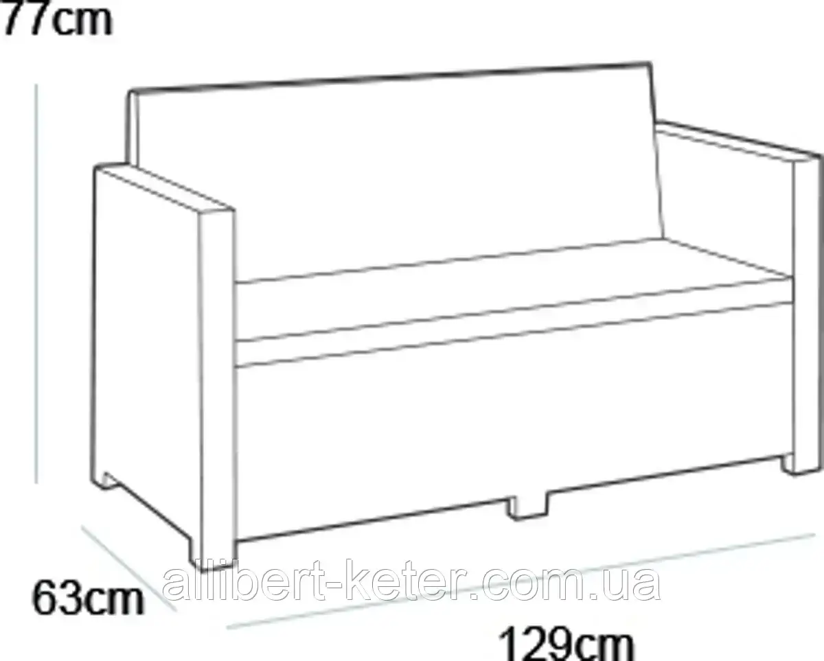 Комплект садових меблів зі штучного ротангу MONACO SET WITH STORAGE TABLE графіт ( Allibert ) - фото 4 - id-p2111200083