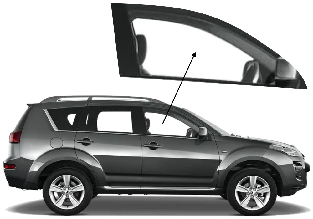Бічне скло Peugeot 4007 2007-2012 передніх дверей праве, фото 1