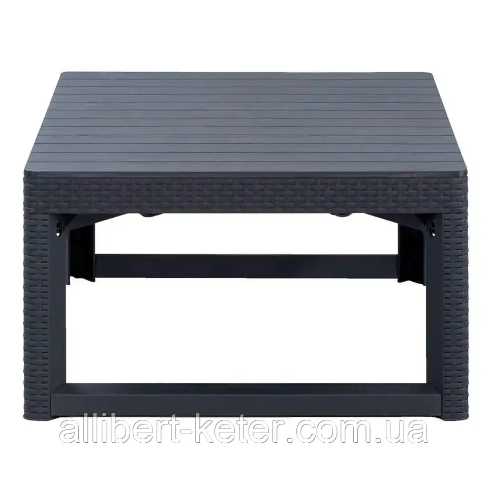 Стол садовый уличный Allibert Lyon Table Rattan Graphite ( графит ) из искусственного ротанга ( Keter Lyon ) - фото 2 - id-p2111209158