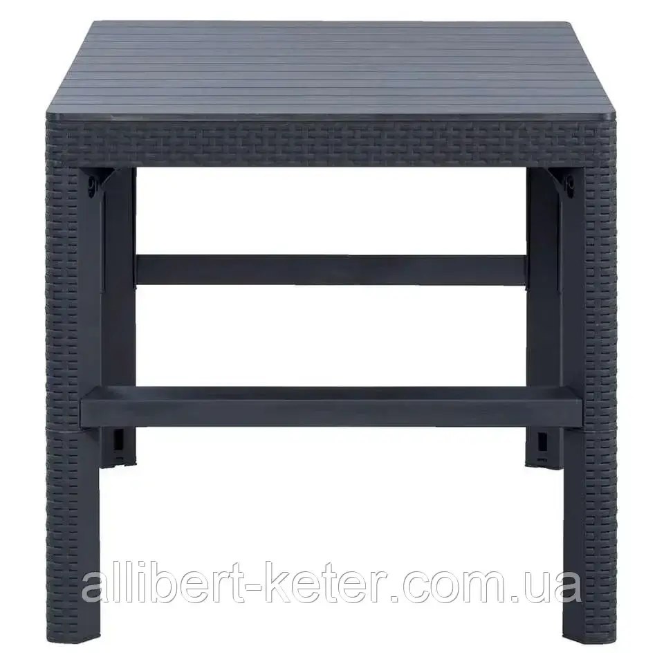 Стол садовый уличный Allibert Lyon Table Rattan Graphite ( графит ) из искусственного ротанга ( Keter Lyon ) - фото 4 - id-p2111209158