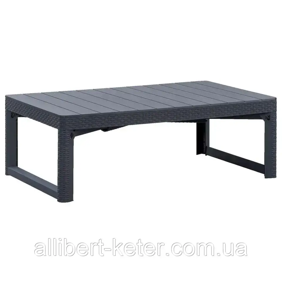 Стол садовый уличный Allibert Lyon Table Rattan Graphite ( графит ) из искусственного ротанга ( Keter Lyon ) - фото 7 - id-p2111209158