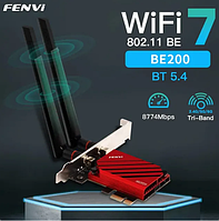 Сетевая карта Fenvi Intel BE200 многодиапазонный PCI-E Wi-Fi 7 + BT 5.4, FV-BE8800