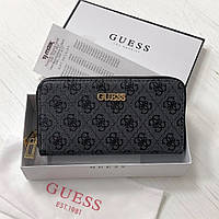 Женский кошелек Guess на молнии графит, брендовое фирменное женское портмоне на подарок