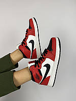 Кросівки найк Nike Air Jordan 1 retro червоні з чорним білим кросівки жіночі демісезон шкіряне взуття 38 розмір