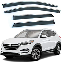 Дефлектор Окон Hyundai Tucson 2015-2021 (скотч) TopVisor c хром молдингом