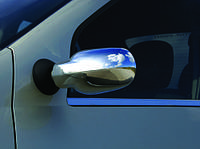 Накладки на зеркала полные (2 шт) Carmos - Хромированный пластик для Renault Logan I 2005-2008 гг