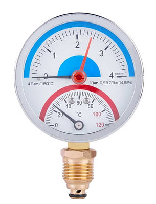 Термоманометр вертикальний SD Plus Ø80мм 1/2 1/2 120ºC 4 бар SD1724B