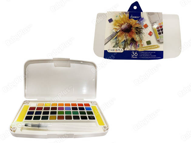 Фарба-олівець акварельні 36 кольорів CHROMA No E1050-36AB з пензликом і палітрою, фото 2