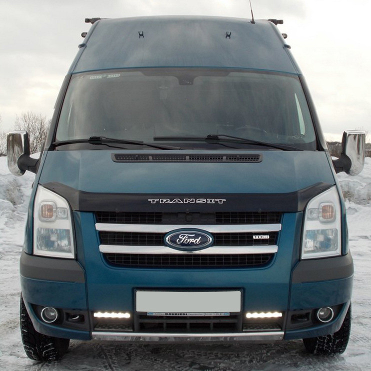 Накладка на решетку радиатора (2 шт, нерж) Carmos - Турецкая сталь для Ford Transit 2000-2014 гг - фото 2 - id-p2111211976